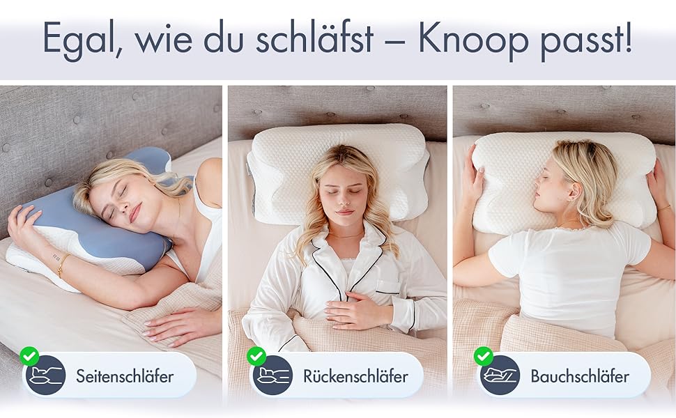Ортопедична подушка Knoop Home & Living® з піною з пам'яті ефекту - для підтримки шиї та зняття болю - ідеально підходить для тих, хто спить на боці та на спині - знімний чохол