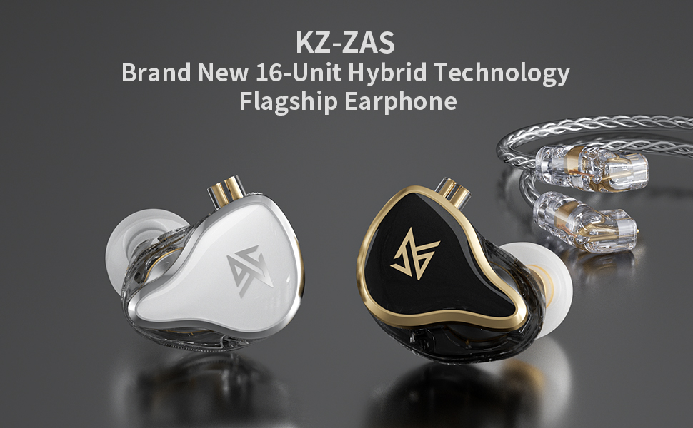 Навушники KEEPHIFI KZ ZAS IEM 16 UNIT гібридні навушники 7BA1DD у вухах, 8-жильний сріблястий кабель, білий