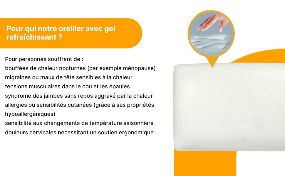 М'яка дитяча подушка Inphysio з Memory Foam - бамбукова тканина, гіпоалергенна - для комфортного сну - ергономічна подушка для шиї - 50 x 30 x 5,5 см (Білий - Comfort Gel)