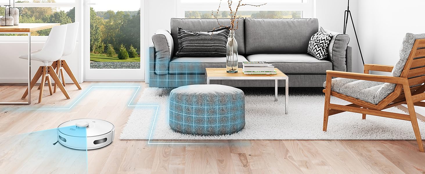 Робот-пилосос MEDION X10 SW з лазерною навігацією та функцією миття підлоги (2700Pa, 2-в-1, точна картографія, зони заборони, кілька поверхів)