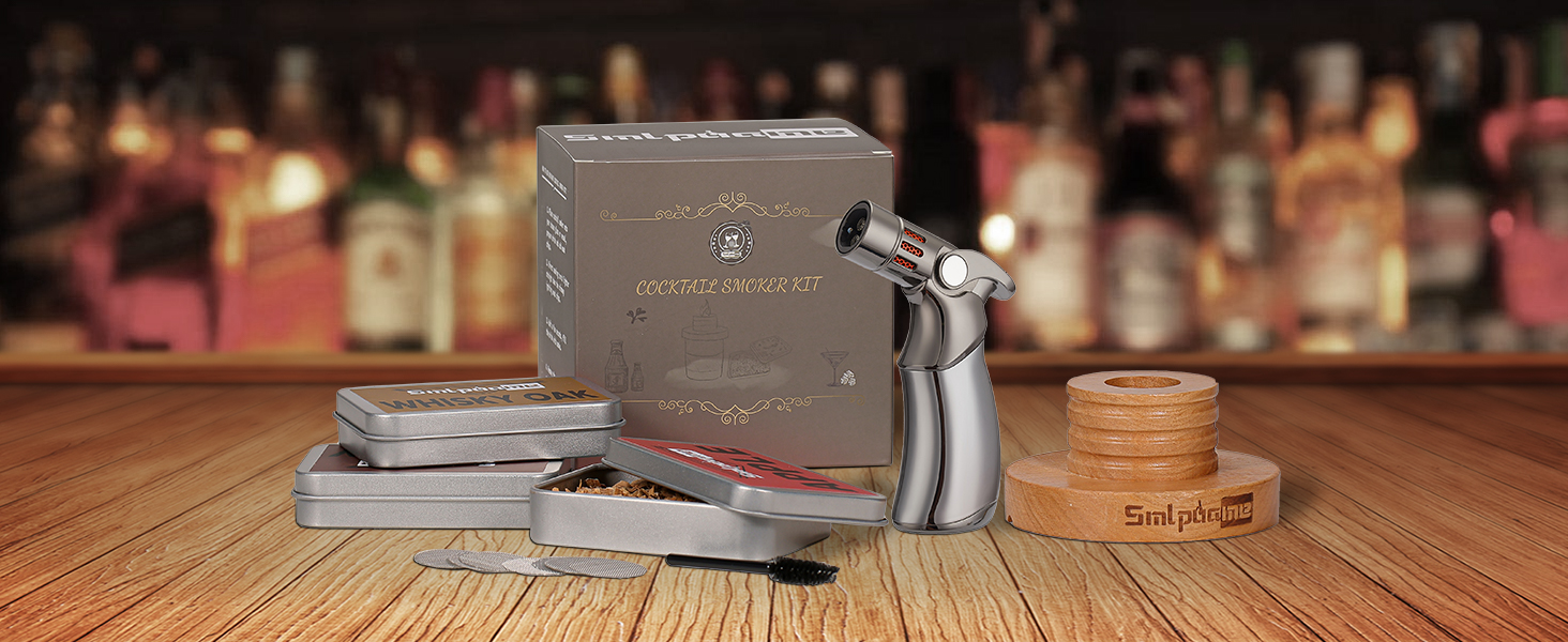 Коктейльний набір для копчення з дерев'яною стружкою (4 види) - подарунок для тата, чоловіка, любителя коктейлів