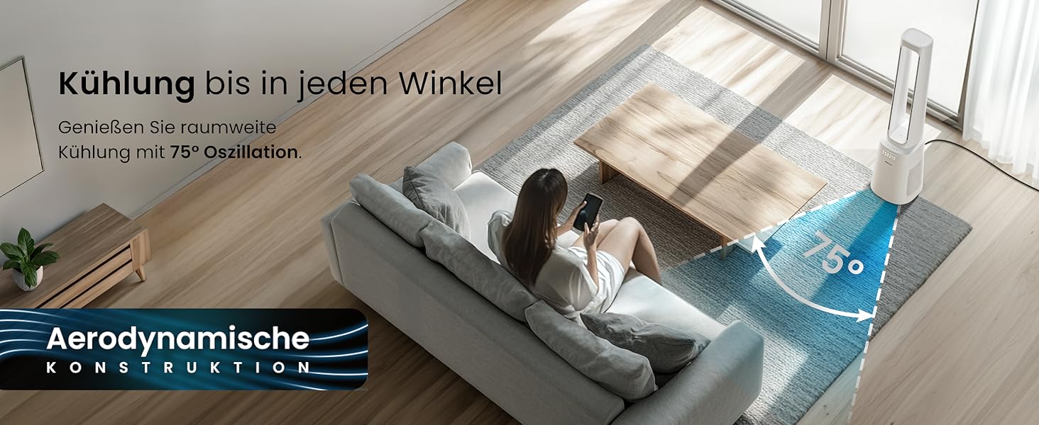 Вентилятор Pro Breeze OmniAir з очищувачем повітря, 105 см, осциляція 75°, пульт ДУ, HEPA 13, LED дисплей, 10 швидкостей, тихий, 5 режимів, Smart App