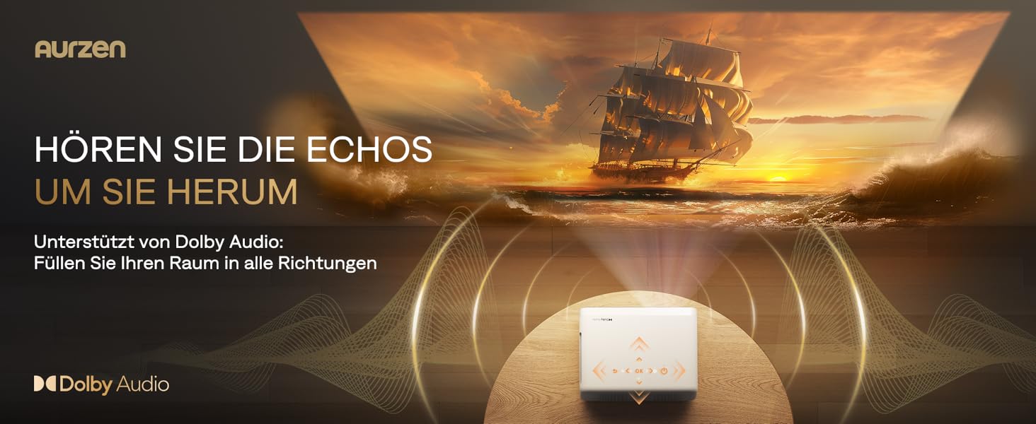 Aurzen Eazze D1 Smart Beamer: 4K проєктор для домашнього кіно з підтримкою 4K, Full HD 1080P, Netflix, Dolby Audio, автофокусом, корекцією трапеції, Wi-Fi, Bluetooth, білий