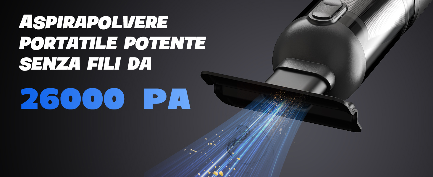 Акумуляторний ручний пилосос для авто та дому 4-в-1, безщітковий мотор 26000Па, 3 режими потужності, з підсвіткою (Сірий)