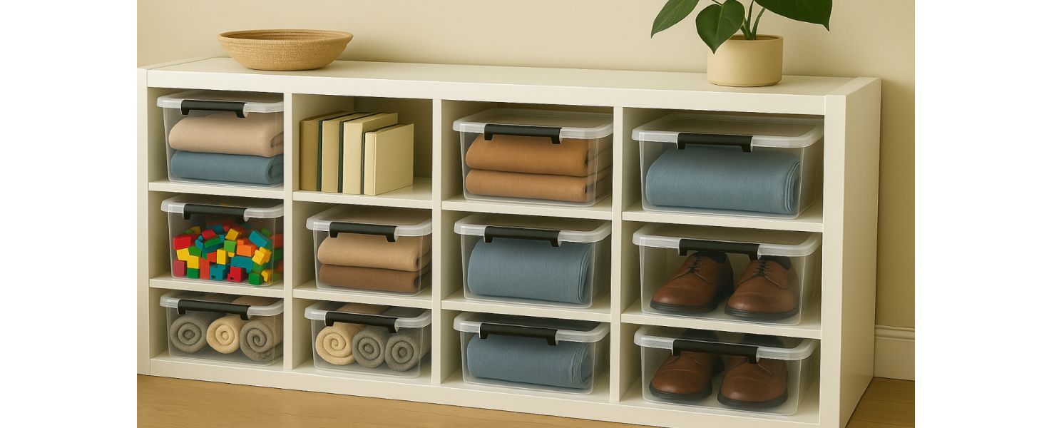 4 набори Astor24 ящики для зберігання прикрас 40 л (60 кульок) - для різдвяних прикрас, їстівний пластик, стекові