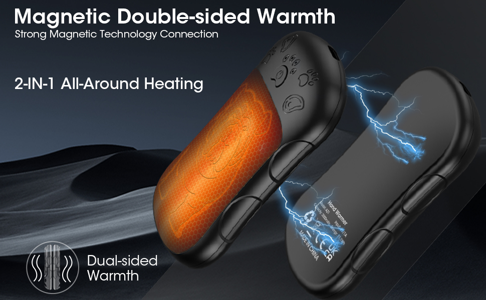 Електричні грілки для рук, 2 шт. 6000mAh, акумуляторні, багаторазові, для спорту, полювання, кемпінгу, теплий подарунок для жінок, чоловіків, дітей (чорний)