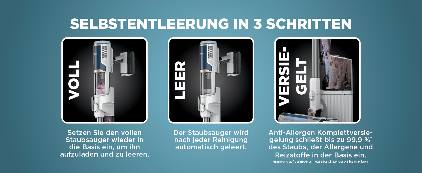 Пылесос Shark Clean & Empty с док-станцией для самоочистки, до 40 мин. работы, беспроводной, для шерсти животных, ковров и твердых полов, с LED-подсветкой, тихий, белый/синий, BU3521EU