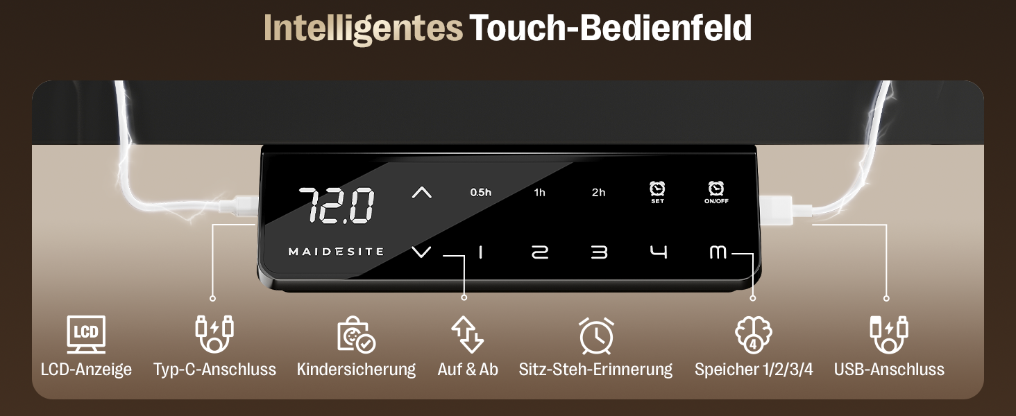 Регульований стіл MAIDeSITe S2 Pro 160x80 см: електричний, з захистом від зіткнень, чорний