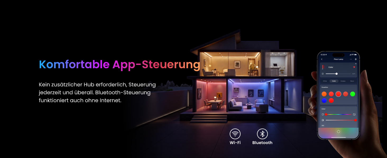 SwitchBot Matter Підлоговий світильник для вітальні та спальні, RGBWW, димування, Apple Home, Alexa, Google Home, керування через APP, музичні та сценні режими, чорний