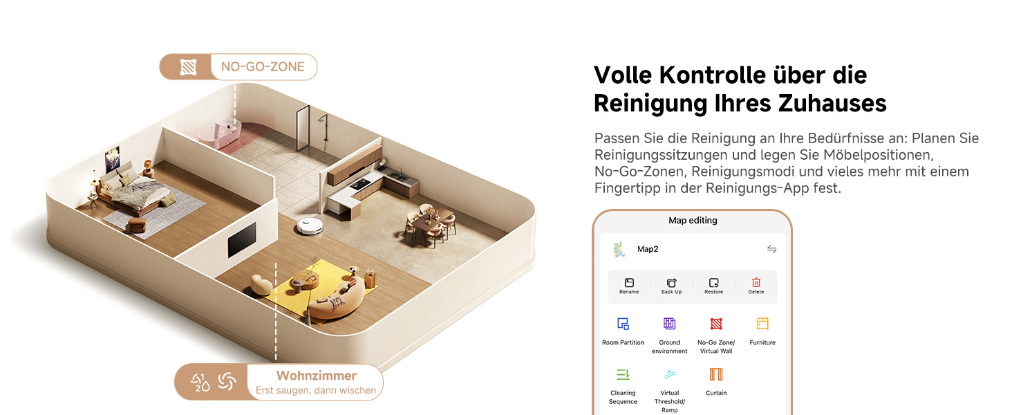 Робот-пилосос Mova P50 Ultra з мокрою прибиранням, 19000 Па, гаряча вода, самоочищення, LDS-навігація, RGB AI, LED-датчики, автоматичне спорожнення та поповнення