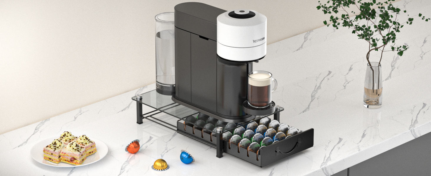 Тримач для капсул Vertuo та Nespresso: органайзер на 90 капсул, сірий метал, для кухні
