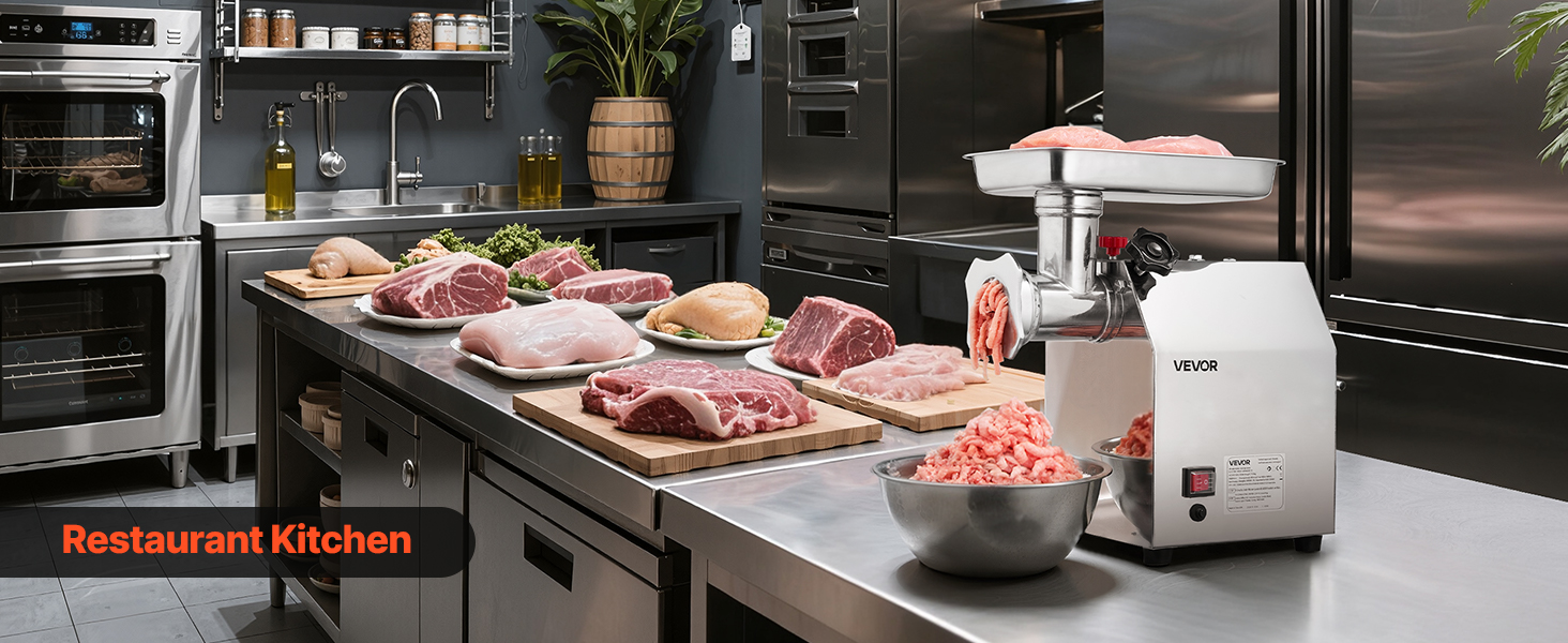 Електрична м'ясоподрібнювач VEVOR, 850 Вт, 3.2 кг/хв, з лезом та диском, для кухні та ресторану