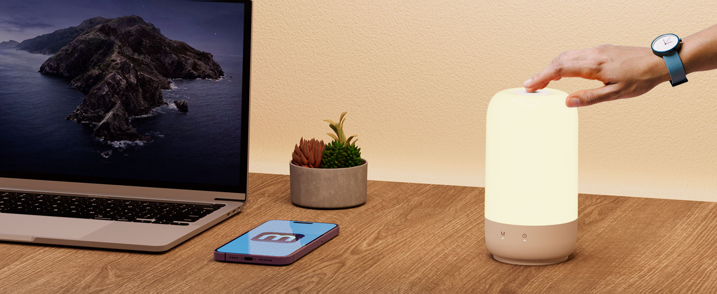 Світлодіодний приліжковий світильник meross WLAN, сумісний з Apple HomeKit, Alexa, Google, з можливістю затемнення, RGBCW