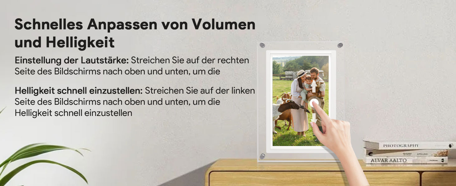 Цифрова фоторамка 15.6 дюймів з Wi-Fi, HD IPS сенсорний екран 1920x1080, 32ГБ пам'яті, підтримка Frameo App, автоматичний поворот зображення