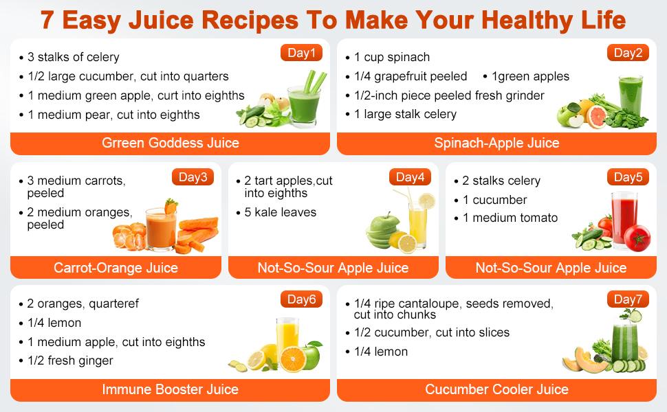 Соковитискач Muchen Slow Juicer: тиха робота, подрібнення назад, легке очищення, нержавіюча сталь, чорний та срібний, з кулінарною книгою (одноканальний)