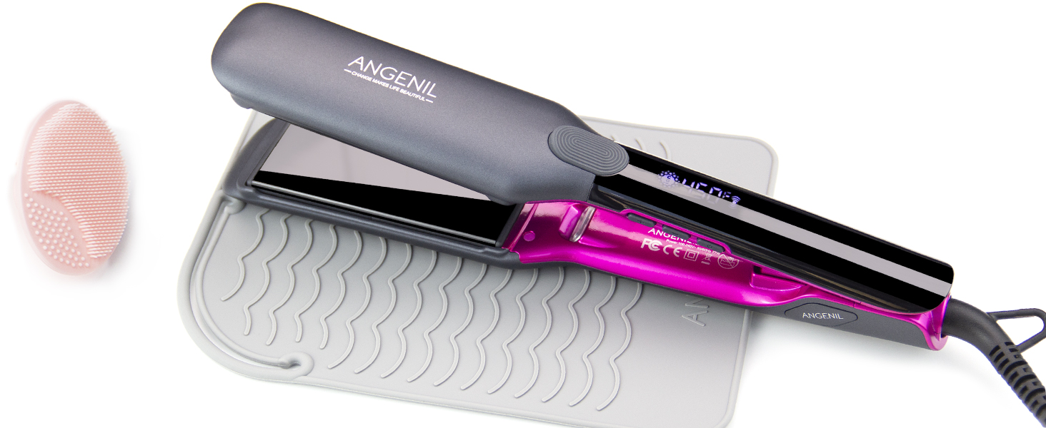 Випрямляч та плойка для волосся ANGENIL Pro Mini Titanium 2-в-1, сірий - швидке нагрівання, для подорожей