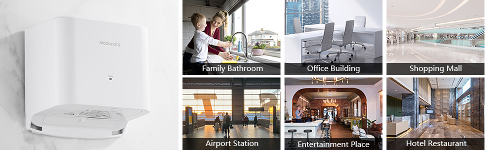 Автоматичний електричний сушар для рук настінний, компактний, для дому та комерційного використання (білий)