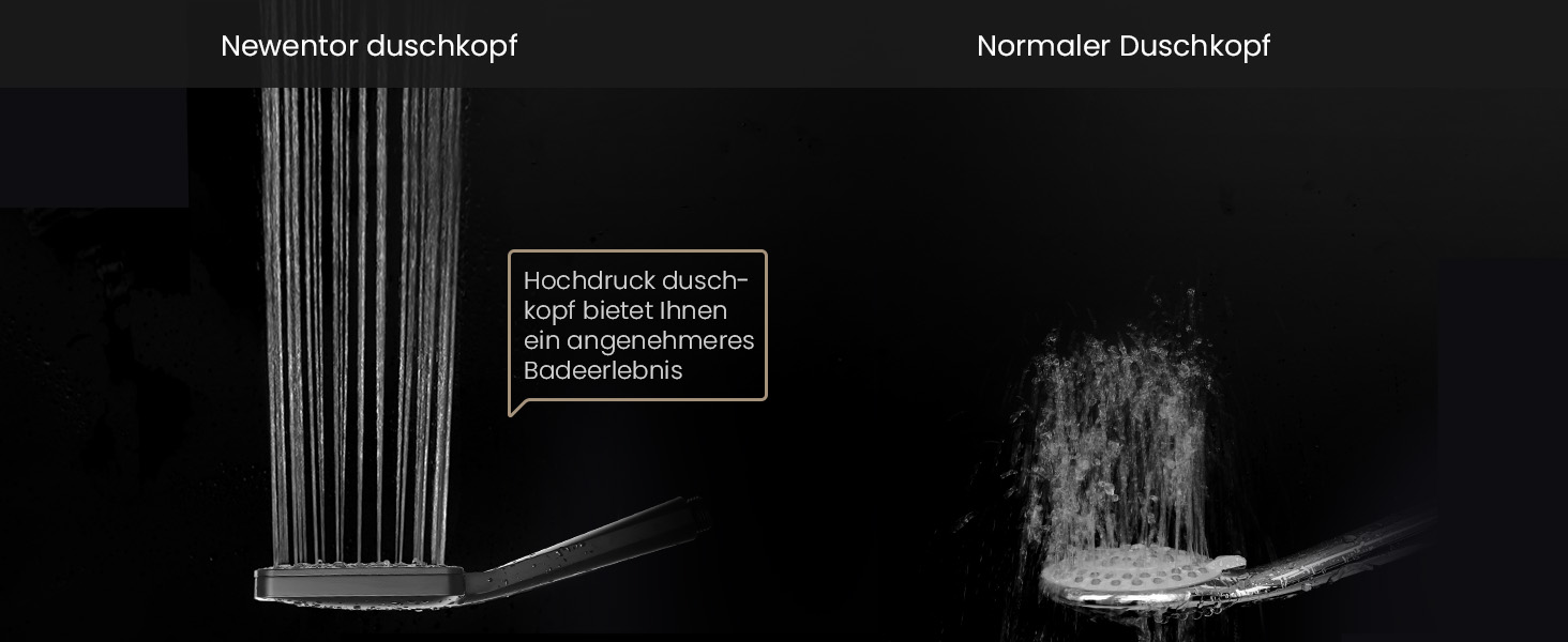 Насадка для душу Newentor: велика дощова лійка, ручна насадка, економна, високий тиск, 6 режимів, чорний колір