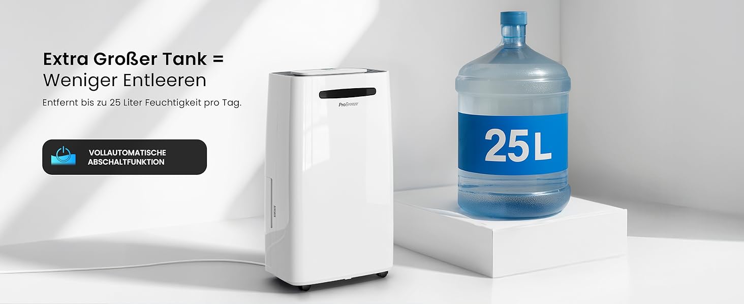 Про Breeze - Вологопоглинач повітря 25л/добу, 30 м², 4 режими, Wi-Fi, таймер, сушка білизни, захист від вологи та плісняви