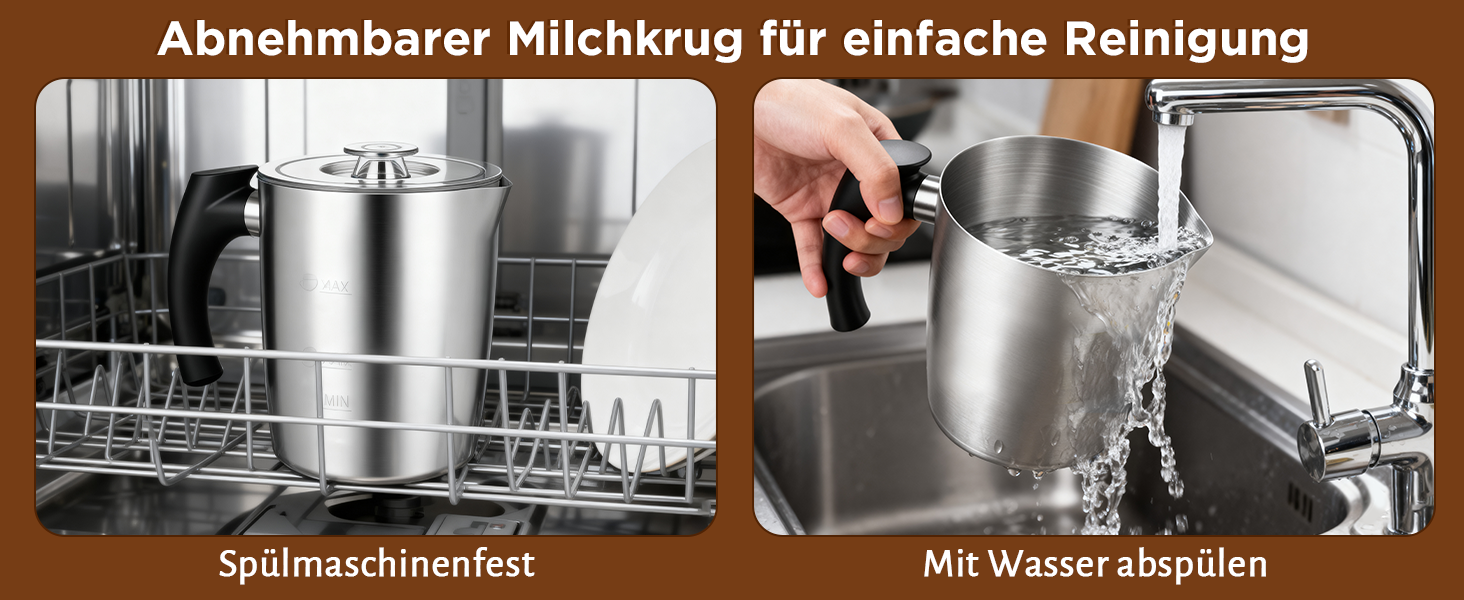 Електричний спінювач молока 5-в-1 з нержавіючої сталі, 500 мл, знімний контейнер, контроль температури, для гарячого та холодного молока, капучино, лате