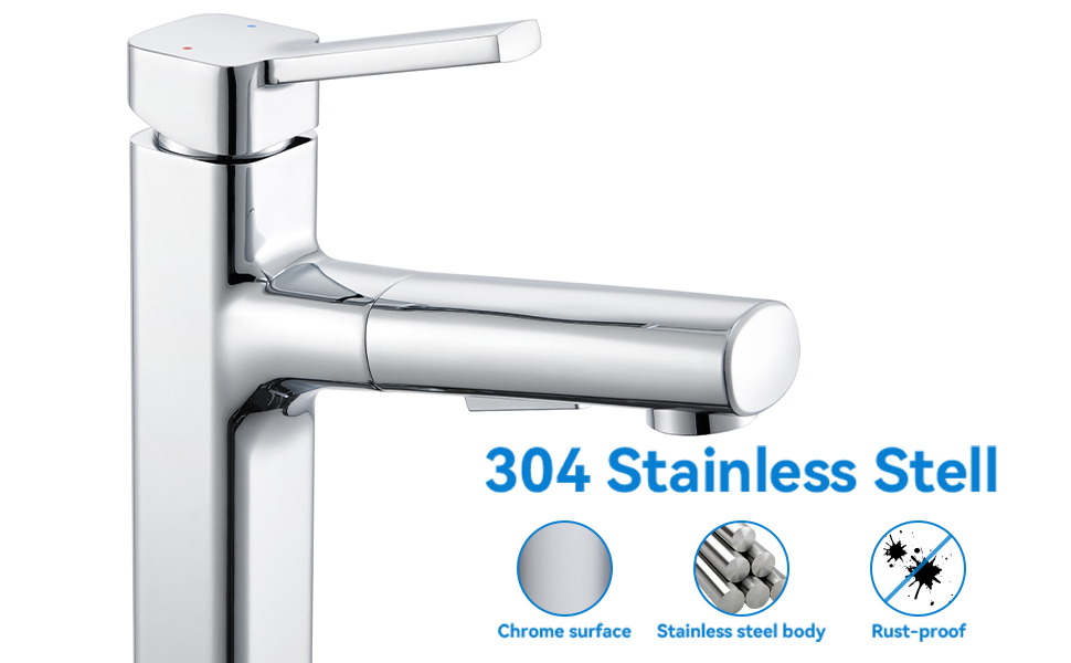 Змішувач для ванної кімнати з висувною лійкою, хром, однорідний, для холодної та гарячої води
