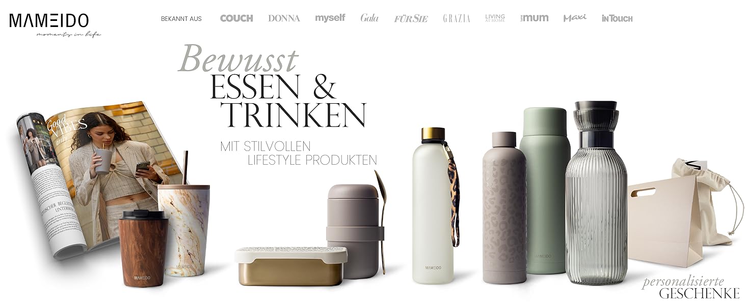 Термокружка MAMEIDO з трубочкою 470 мл, з кришкою та ізольованою сталевою трубочкою, подвійні стінки, не протікає, для кави на виніс (Wild Allure)