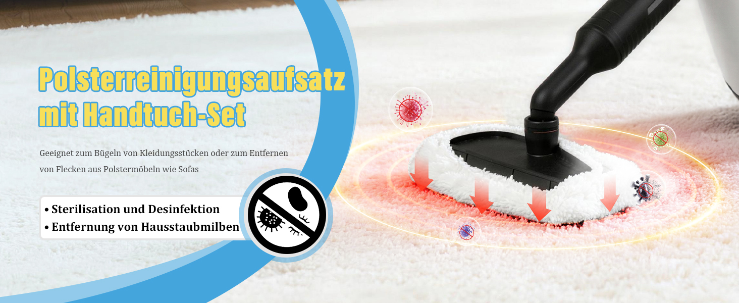 Портативний пароочисник 110°C: ефективне очищення, універсальний пристрій з 10 насадками та 5м кабелем. Ідеально для диванів, килимів, швів та видалення жиру. Колір: білий