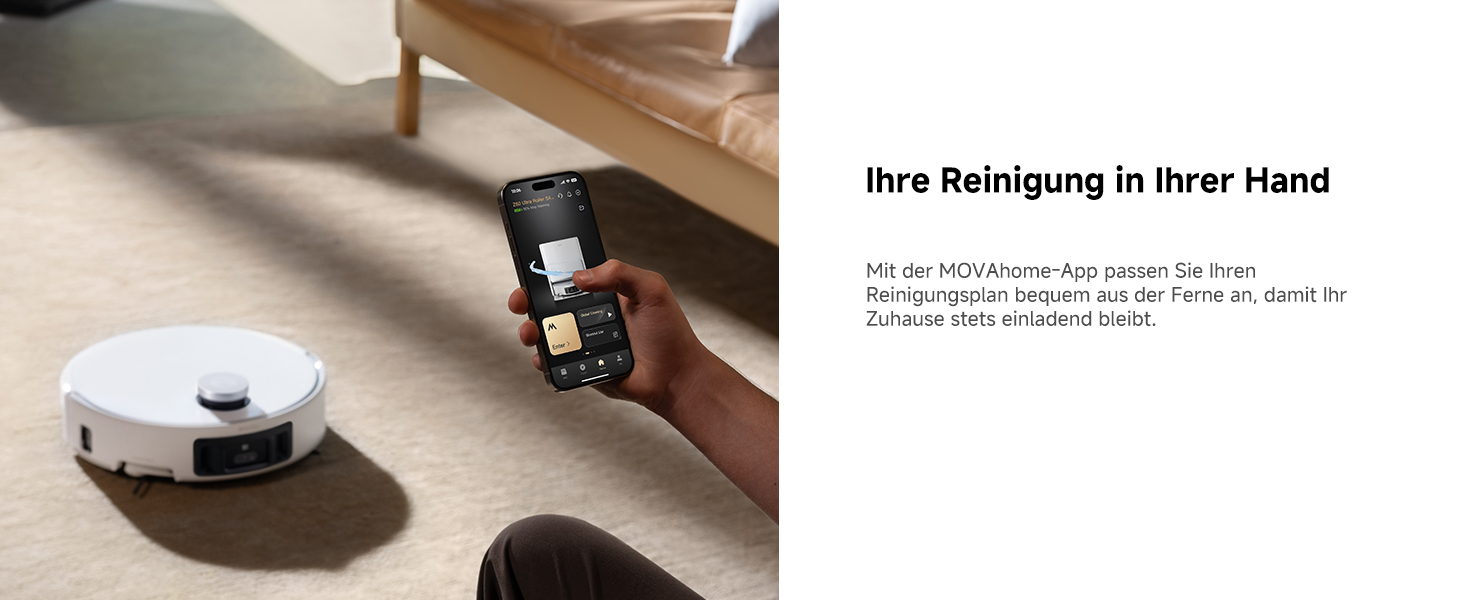 Робот-пилосос Mova V50 Ultra з функцією миття підлоги, 24000 Па, подолання перешкод 6 см, навігація Liftable Navigation+RGB AI+LED, 80°C гаряча вода, 63°C самостійна сушка, DuoSolution System, щітка Tricut (Z60 Ultra Standalone)