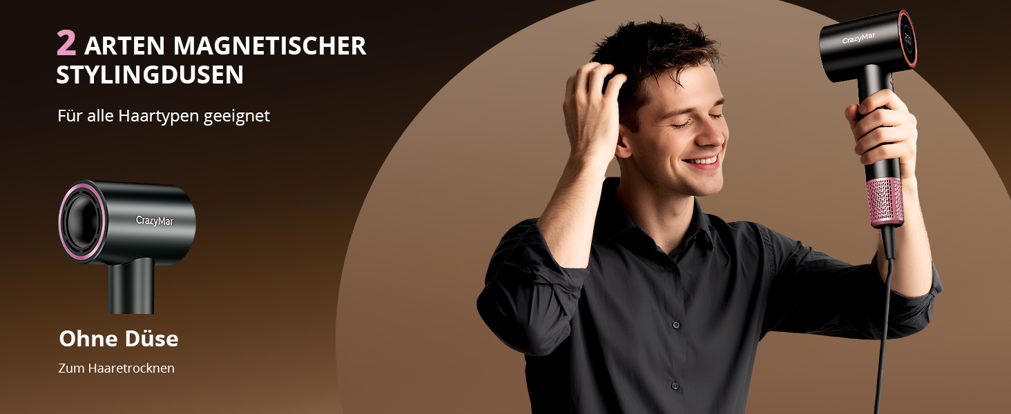 Іонний фен для волосся з безщіточковим мотором 180 000 об/хв, компактний дорожній фен з 4 режимами температури та захистом від перегріву, чорний