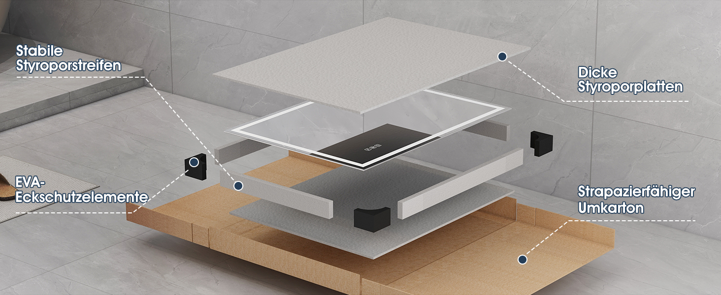 Дзеркало для ванної кімнати S'bagno з підсвічуванням Bluetooth 100x70 см, LED, антизапар, регулювання кольору, IP44