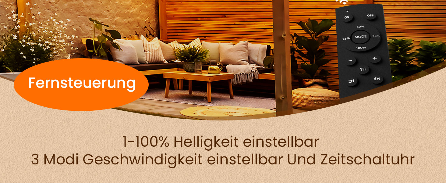 Світлодіодна гірлянда для вулиці Lichterkette 60м, G40 LED, диммування, водонепроникність IP45, 104 пластикові лампочки, 2700K тепле біле світло, для декору саду, тераси, вечірки (2x30м, з пультом)