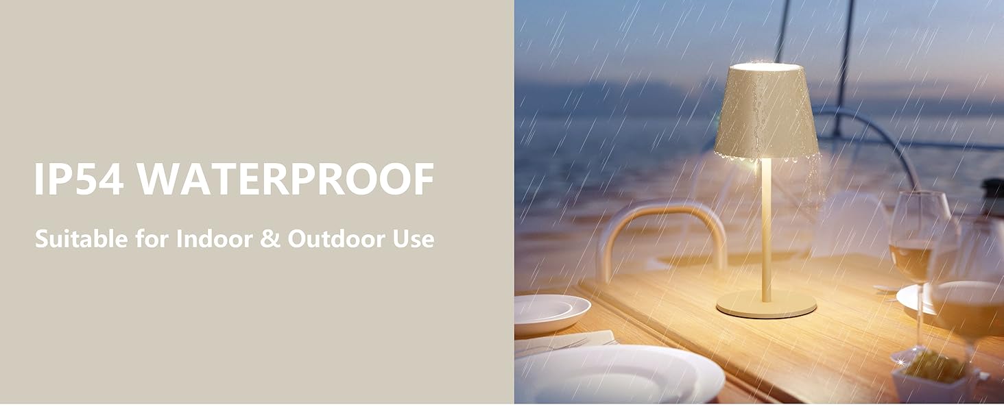 LED настільна лампа Lundwa на акумуляторі 26 см, 5000 мАг, 3W, 3000K, IP54, для кемпінгу, ресторану, спальні, бару (1 шт.)