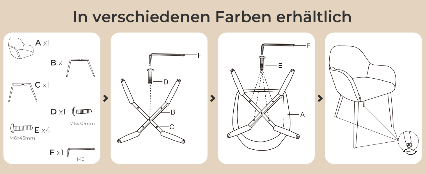 Крісла ELUCHANG для їдальні (4 шт.) з підлокітниками, м'які, з велюру, до 120 кг, для кухні, вітальні, їдальні, темно-сірий колір