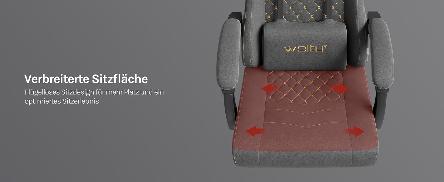 Крісло ігрове WOLTU з масажем, комп'ютерне ергономічне, з пружинним блоком, піддержка попереку, подушка для голови, підніжка, поворотне, 150 кг, сірий+жовтий