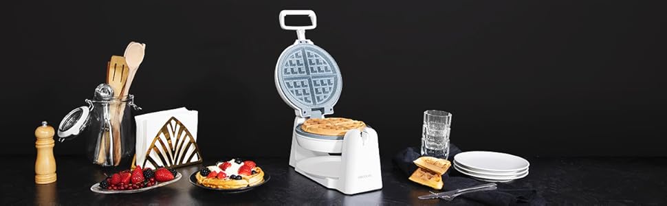 Вафельниця Cecotec Fun Gofrestone з антипригарним покриттям RockStone, 3 змінними панелями (вафлі, салони, мафіни), 700 Вт, можливість повороту