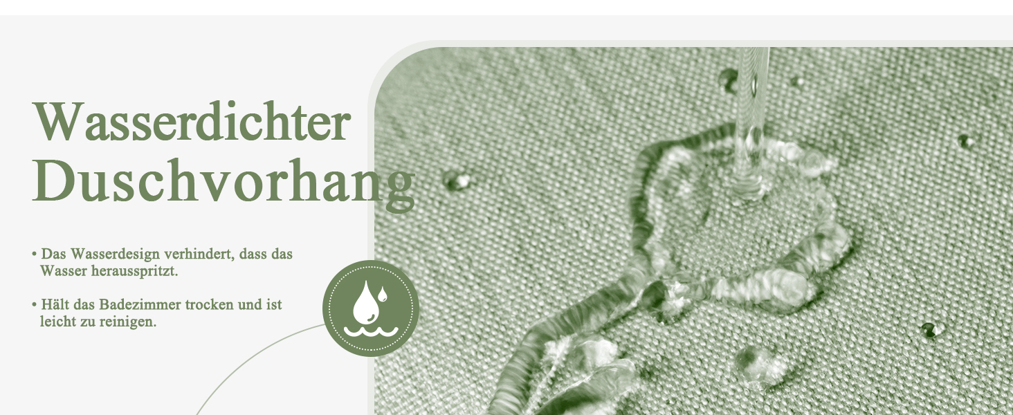 Шторка для душу EurCross з льону, текстурована, зелена, 180x200 см, для ванної кімнати, текстильна, важка, водонепроникна, з 12 кільцями, антибактеріальна, для готелів, поліестер, миється, штора для душу, зелена H200 x B180 см (1 шт.)