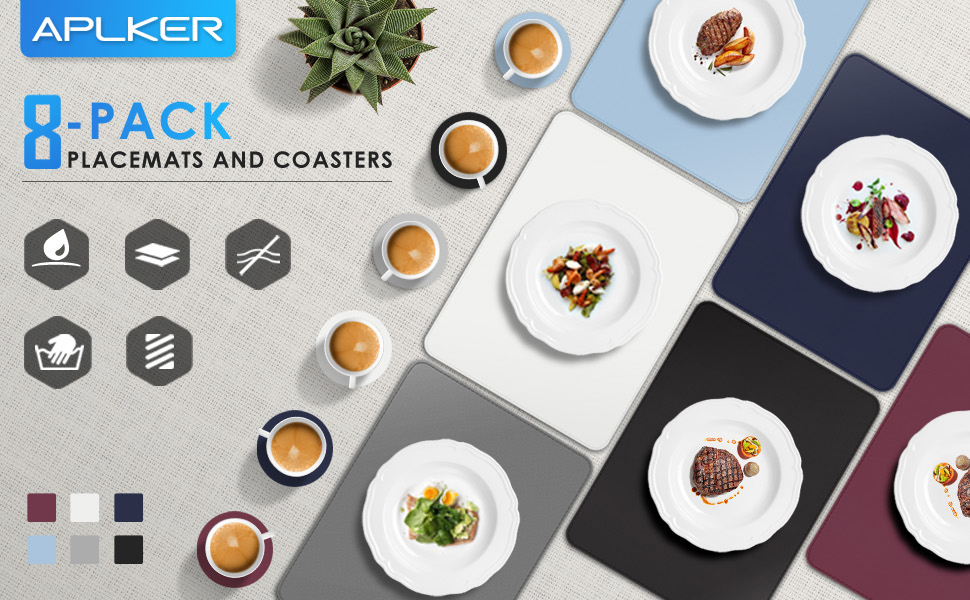 Набори підставки під тарілки APLKER, 8 шт., водонепроникні, з імітацією шкіри, 16 x 12 дюймів, для дому, кухні, ресторану