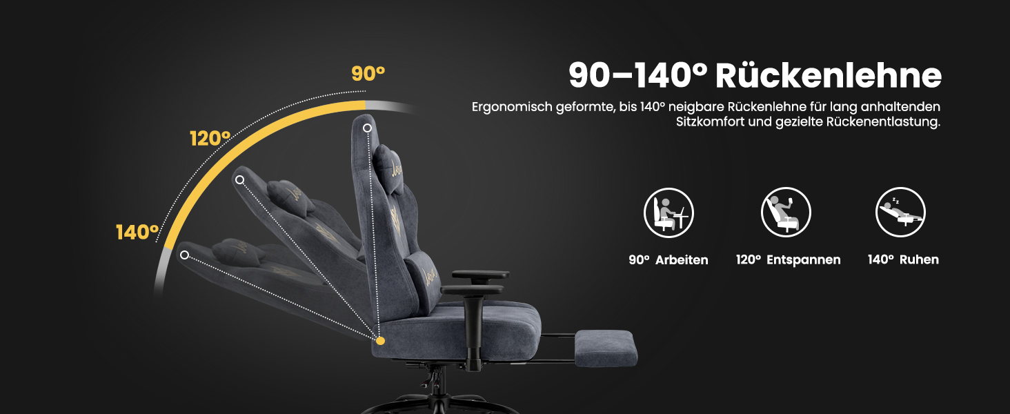 Ігрове крісло Gamer Sessel для геймерів, замша, 3D-підлокітники, з підніжкою та підтримкою попереку, до 220 кг, темно-сіре, XXL