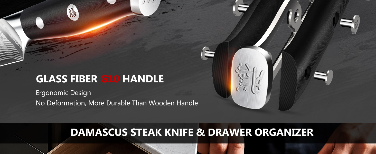 Японський кухонний ніж SHAN ZU 15 см з дамаської сталі, серія PRO (ніж для стейку з бруском)