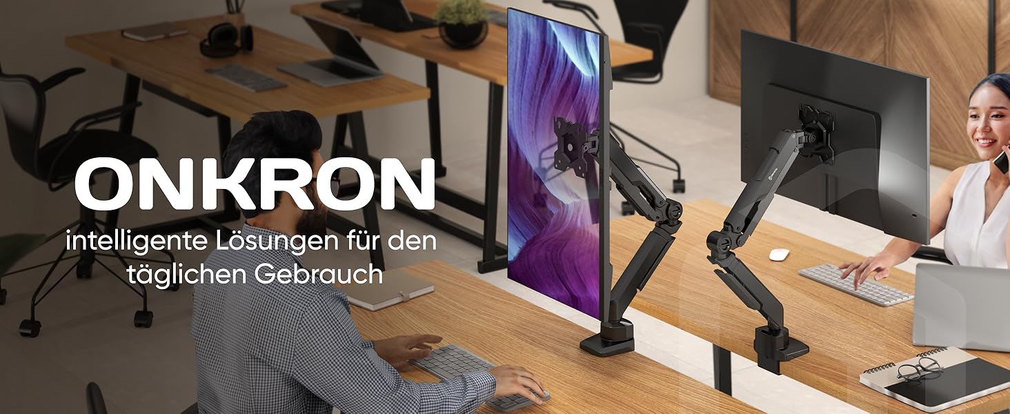 Кріплення для монітора ONKRON G90-B: регульований тримач для екрану 13-34 дюймів, VESA 75x75-100x100, до 10 кг