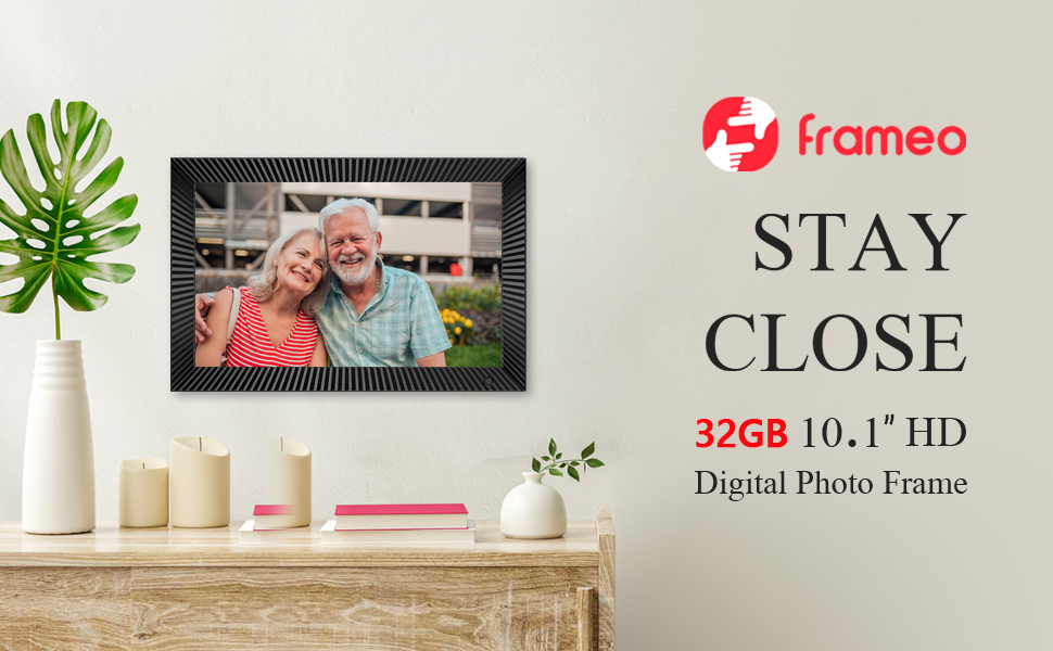 Цифровий фоторамка Frameo з Wi-Fi, 10.1 дюйма, 32GB, сенсорний екран, авто-обертання