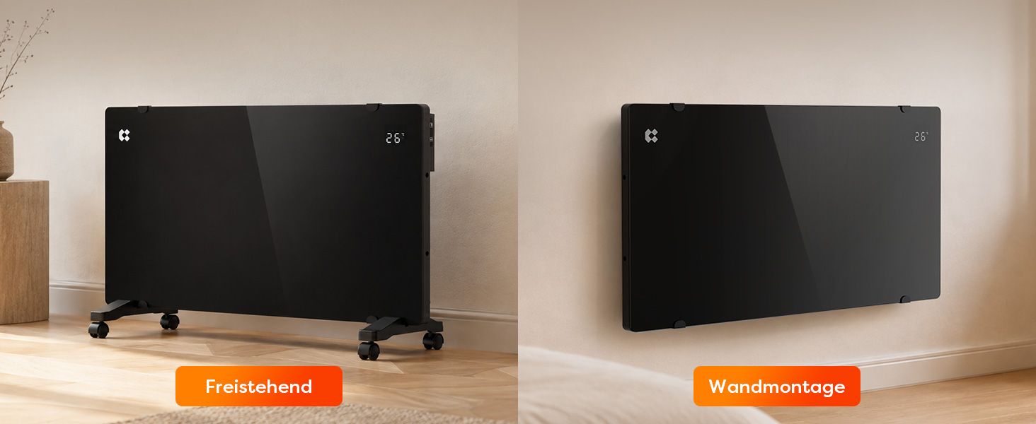 Розумний керамічний обігрівач стін CIARRA Smart WLAN 1000W (CBHX20-B), електричний настінний конвектор з керуванням через Wi-Fi