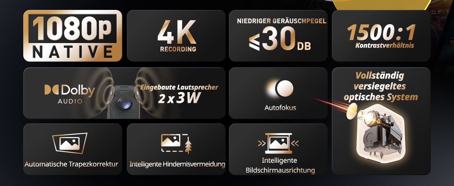 WEMAX Mini проєктор: 4K, 1080p, Smart, Dolby Audio, WiFi, Bluetooth. Підтримка Netflix та Google TV для дому та на вулицю