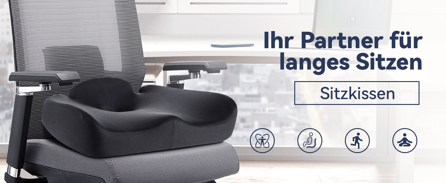 Подушка для сидіння з піни Memory Foam SKYNY для офісного крісла, автомобіля та інвалідного візка - велика, знімний гіпоалергенний чохол