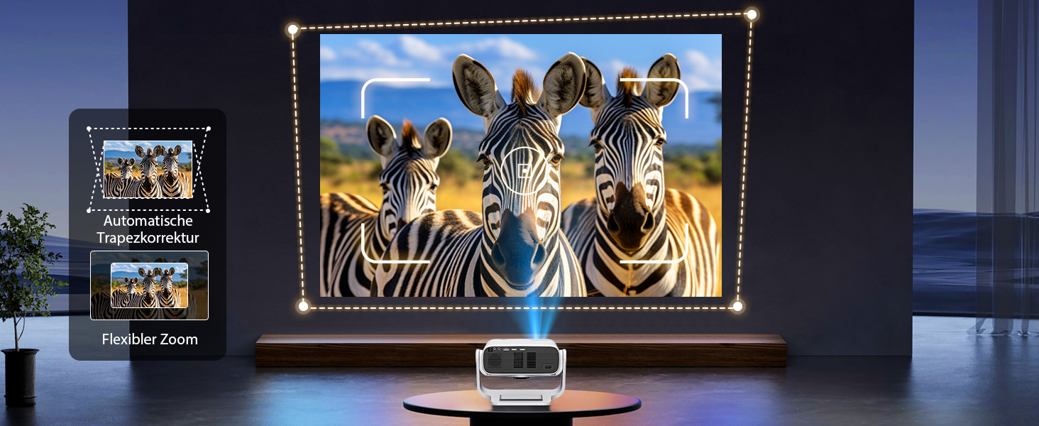 Розумний проєктор Beamer 4K Full HD 1080P, 25000 люмен, Android 11, WiFi 6, BT 5.2, обертовий штатив, для домашнього кінотеатру, сумісний з iOS/Android/Laptops, чорний