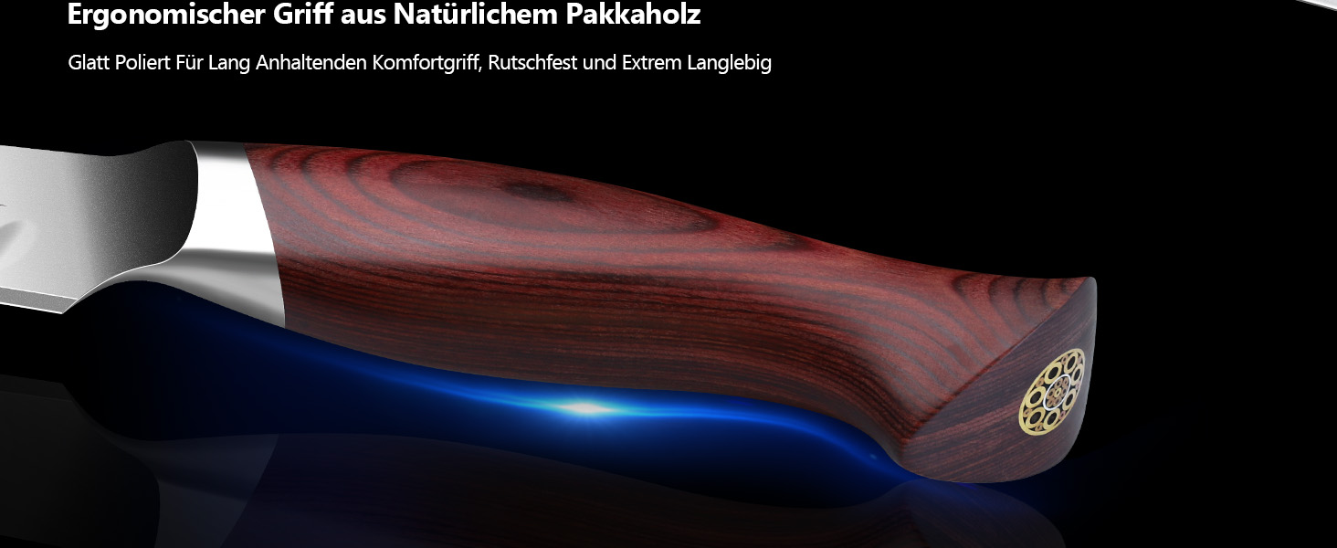 SHAN ZU Profi кухонний ніж 18 см - японський кухонний ніж з високоякісної сталі 10Cr15Mov, 12° заточка, ергономічна ручка з паккавуду - для м'яса, овочів, риби (ніж для м'яса 30 см)