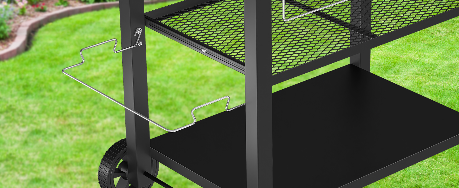 Нержавіюча сталева візок для гриля Denmay з 3 ярусами, піч для піци, робочий стіл для гриля, візок для обслуговування на відкритому повітрі