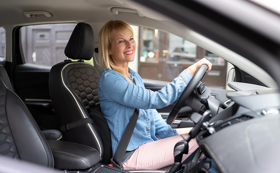 Ергономічна подушка під поперек Healthfix з ефектом пам'яті для офісного стільця, авто та дивана — підтримка постави та полегшення болю в спині (жорстка, 90-135 кг)