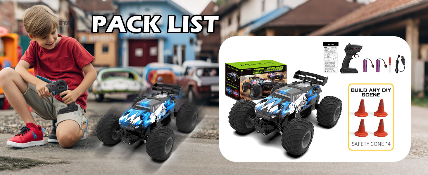 RC Автомобіль Feimuosi 1:18 позашляховик, 2.4GHz, світлодіодне підсвічування, 2 акумулятори, 20 км/год, для дітей та дорослих (Світло-блакитний)