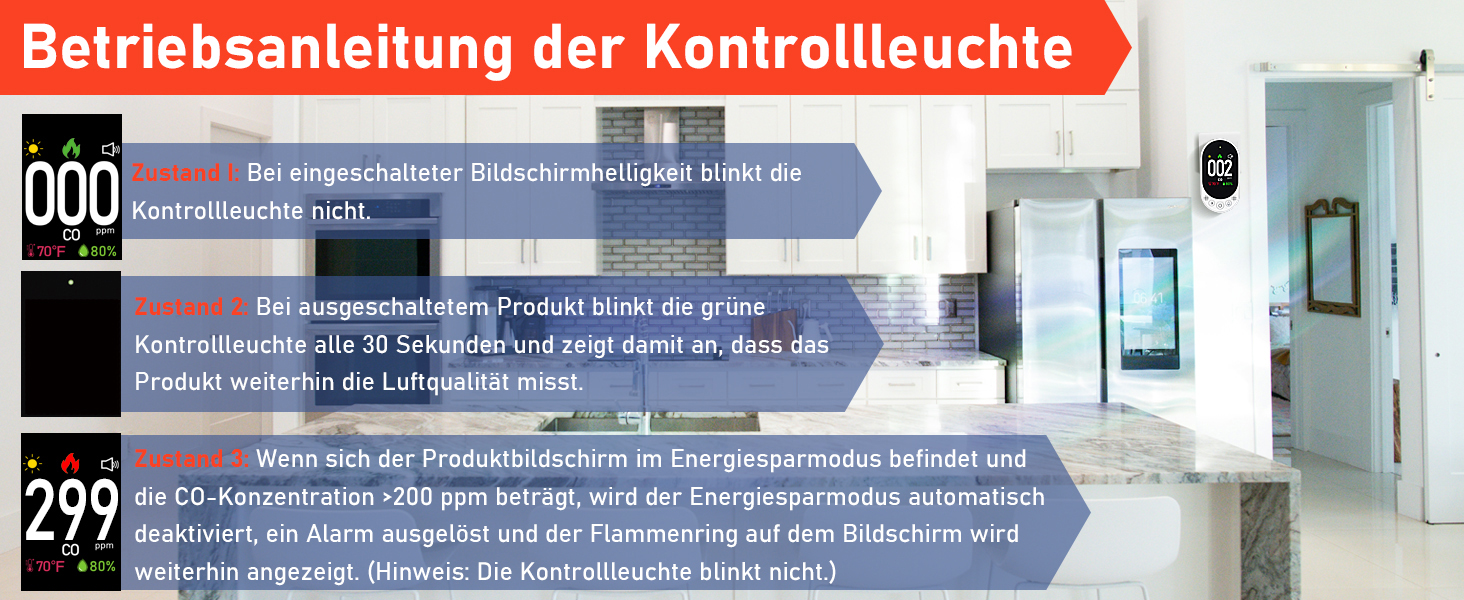 Детектор чадного газу 3-в-1 з HD-дисплеєм, візуальним та звуковим сигналом (CO-метр, температура, вологість) для дому та подорожей